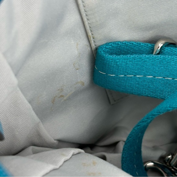 Coach Blue Teal Monogram Shoulder Tote Bag - Picture 9 of 16